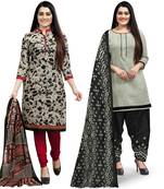 Beige printed cotton salwar