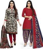 Beige printed cotton salwar
