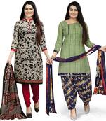 Beige printed cotton salwar