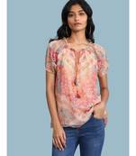 Pink Chiffon Half Sleeve top