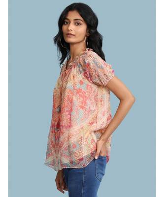 Pink Chiffon Half Sleeve top 2