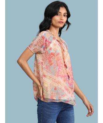 Pink Chiffon Half Sleeve top 3