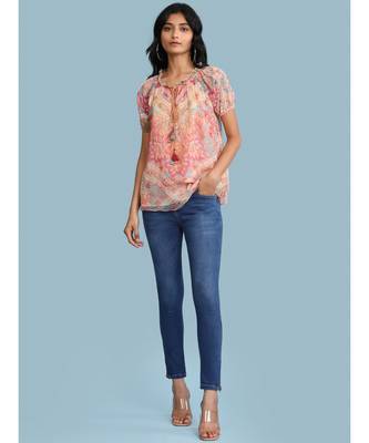 Pink Chiffon Half Sleeve top 5