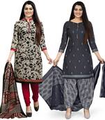 Beige printed cotton salwar