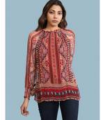 Red Chiffon Full Sleeve top