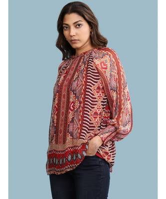 Red Chiffon Full Sleeve top 2
