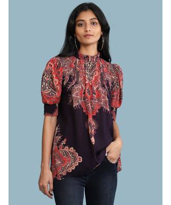 Purple Rayon  Half Sleeve top 1