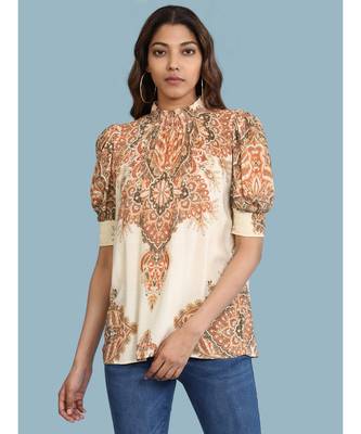 white Rayon  Half Sleeve top 1