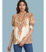 white Rayon  Half Sleeve top