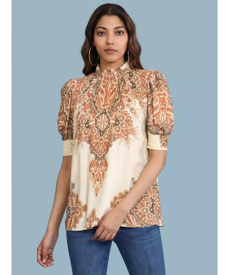 white Rayon  Half Sleeve top