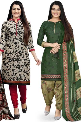 Beige printed cotton salwar