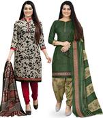 Beige printed cotton salwar