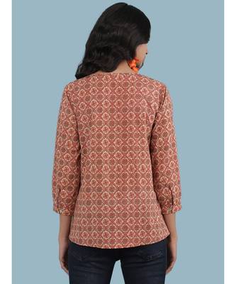 Red cotton quarter sleeve top 4