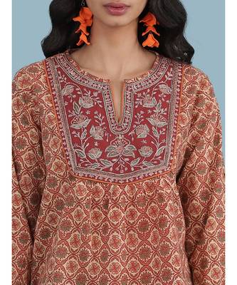 Red cotton quarter sleeve top 6