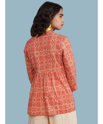 Red cotton quarter sleeve top 3