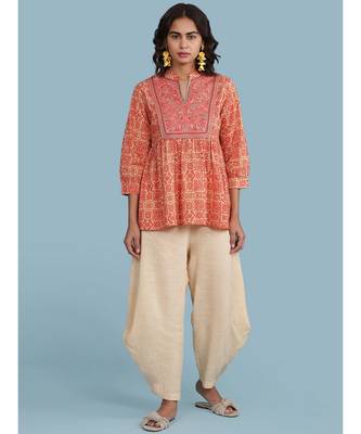 Red cotton quarter sleeve top 4