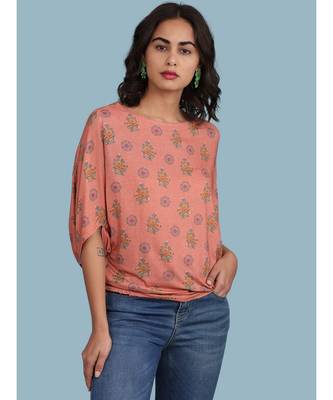 Pink Viscose quarter sleeve top 1