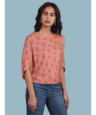 Pink Viscose quarter sleeve top 3