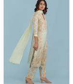 Round Neck Printed Kurta With QUARTER SLEEVE Sleeve Pant And Dupatta