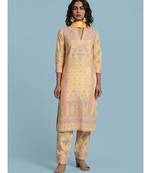Round Neck Printed Kurta With QUARTER SLEEVE Sleeve Pant And Dupatta