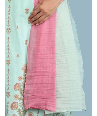 Band Collar QUARTER SLEEVE Sleeve Printed Kurta With Pants And Dupatta 6