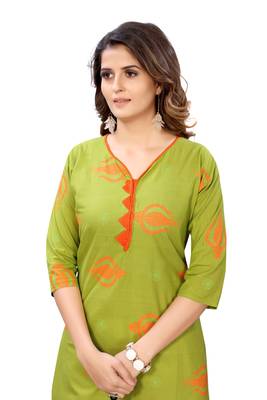 Green printed cotton cotton-kurtis 4