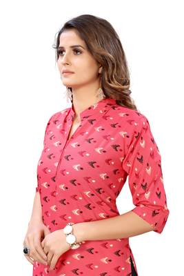 Pink printed cotton cotton-kurtis 4