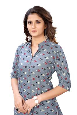 Grey printed cotton cotton-kurtis 4