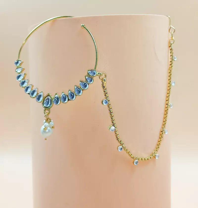 Multicolor agate nose-ring