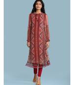Band Collar QUARTER SLEEVE Sleeve Printed Kurta With Leggings