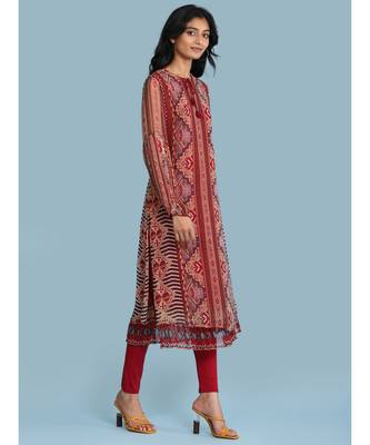 Band Collar QUARTER SLEEVE Sleeve Printed Kurta With Leggings 3