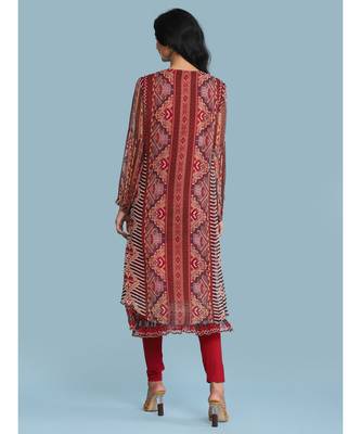 Band Collar QUARTER SLEEVE Sleeve Printed Kurta With Leggings 4