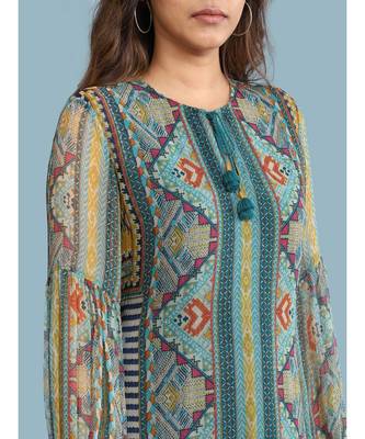 Band Collar QUARTER SLEEVE Sleeve Printed Kurta With Leggings 5
