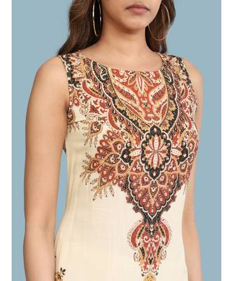 Laid Out Print Sleevess Kurta With Pants And Dupatta 5