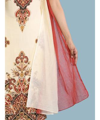 Laid Out Print Sleevess Kurta With Pants And Dupatta 6