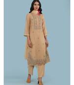 QUARTER SLEEVE Sleeve Embroidered Yoke Kurta With Pant And Dupatta