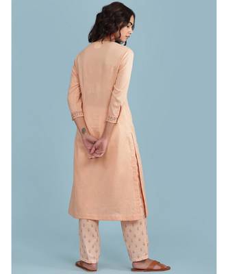Round Neck Embroidered Yoke QUARTER SLEEVE Sleeve Kurta With Printed Pant And Dupatta 4