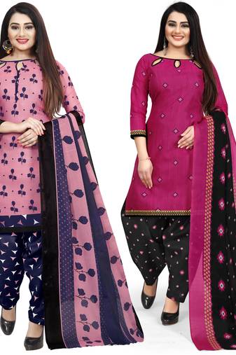 Pink printed cotton salwar