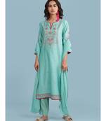 QUARTER SLEEVE Sleeve Embroidered Yoke Kurta With Pant And Dupatta