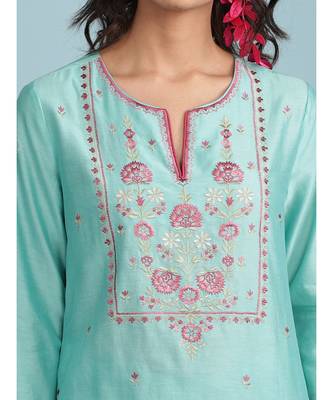 QUARTER SLEEVE Sleeve Embroidered Yoke Kurta With Pant And Dupatta 6