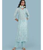 V Neck QUARTER SLEEVE Sleeve Printed Kurta With Pant And Dupatta