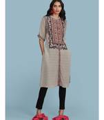 Band Collar Short Sleeve Printed Kurta