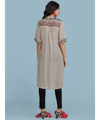 Band Collar Short Sleeve Printed Kurta 4