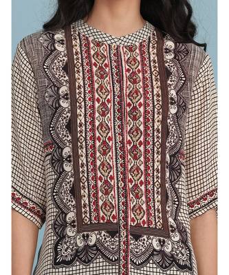 Band Collar Short Sleeve Printed Kurta 5