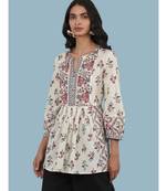 Off White Floral Print Kurti