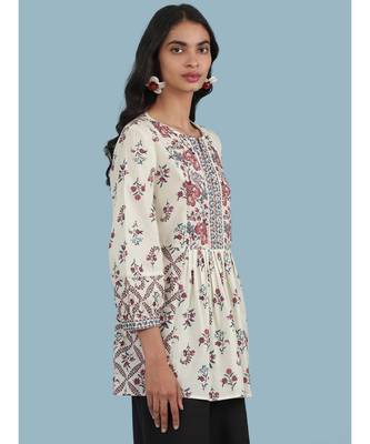 Off White Floral Print Kurti 2