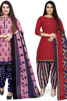 Pink printed cotton salwar