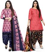 Pink printed cotton salwar