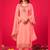 peach santoon semi stitched embroidered top & bottom with dupatta