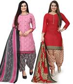 Pink printed cotton salwar
